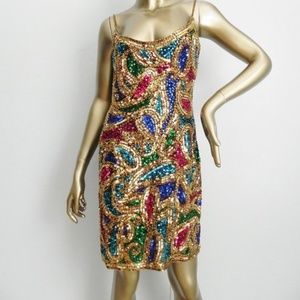 Vintage Paisley Sequin Cocktail Dress